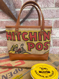 Vintage Feed Sack Leather Tote Bag