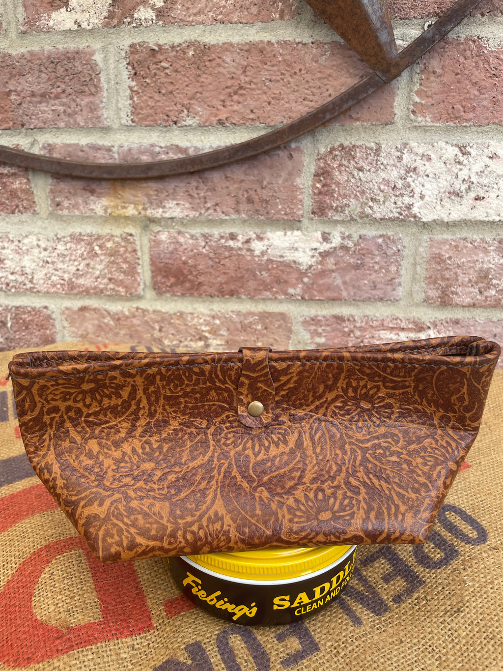 Floral Tooled Leather Snap Clutch