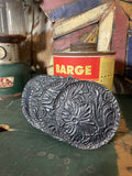 Black Embossed Tooled Leather Coasters — Set of 4